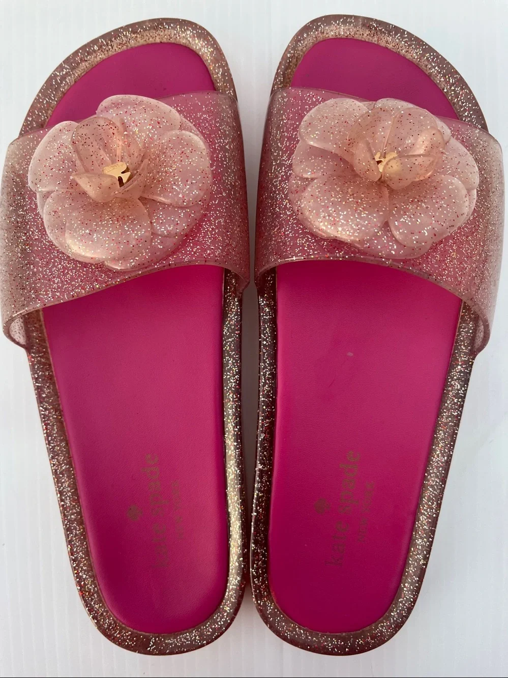 KATE SPADE Splash Glitter Rubber Jelly Slip On Sandals SZ: 9